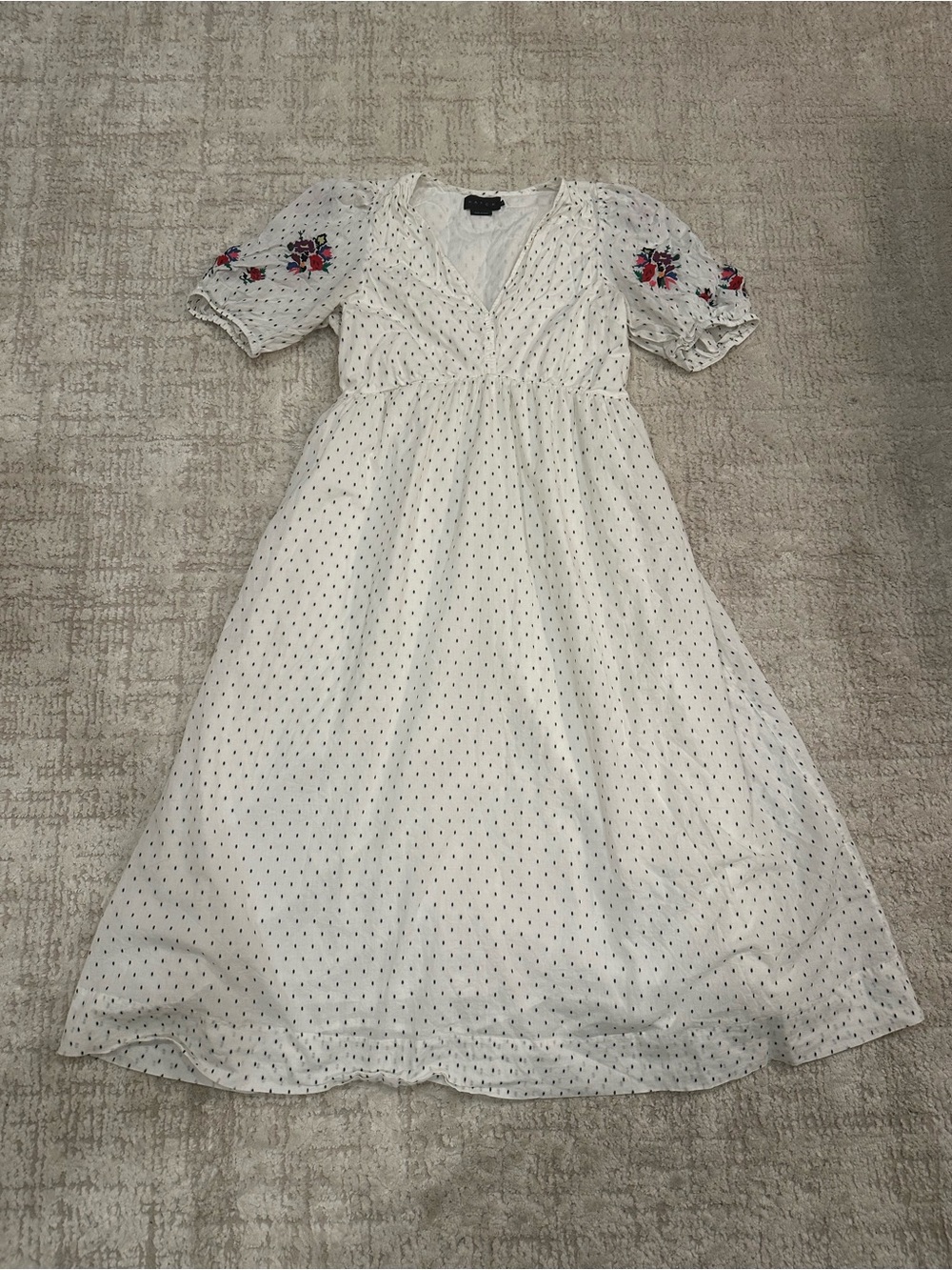 HATCH Maternity White Embroidered Floral Cotton Midi Dress Size 3